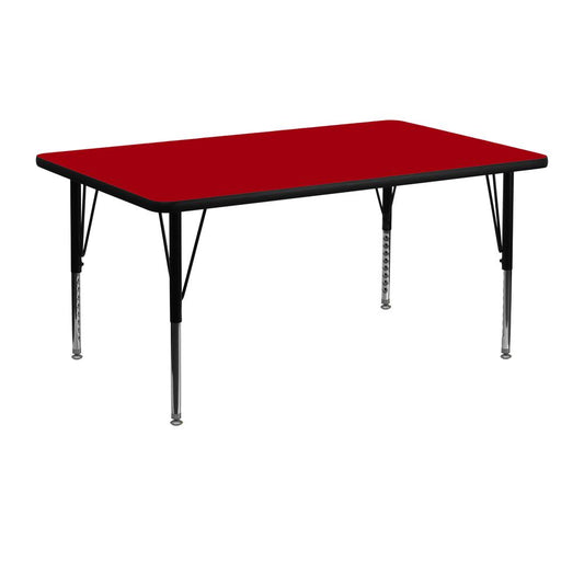 24''W x 48''L Rectangular Red Thermal Laminate Activity Table