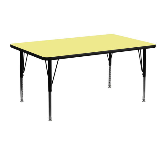 24''W x 48''L Rectangular Yellow Thermal Laminate Activity Table