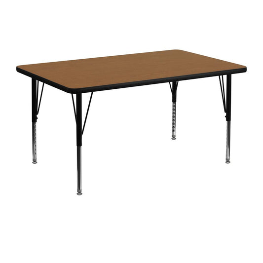 30''W x 48''L Rectangular Oak Thermal Laminate Activity Table