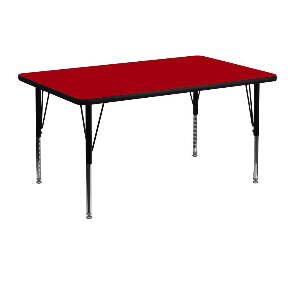 30''W x 48''L Rectangular Red Thermal Laminate Activity Table