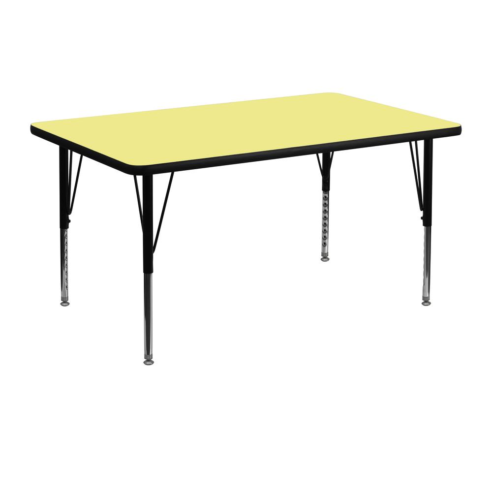 30''W x 48''L Rectangular Yellow Thermal Laminate Activity Table