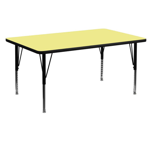 30''W x 60''L Rectangular Yellow Thermal Laminate Activity Table