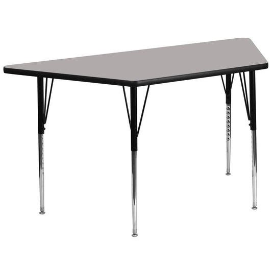 29''W x 57''L Trapezoid Grey HP Laminate Activity Table - Standard Height Adjustable Legs