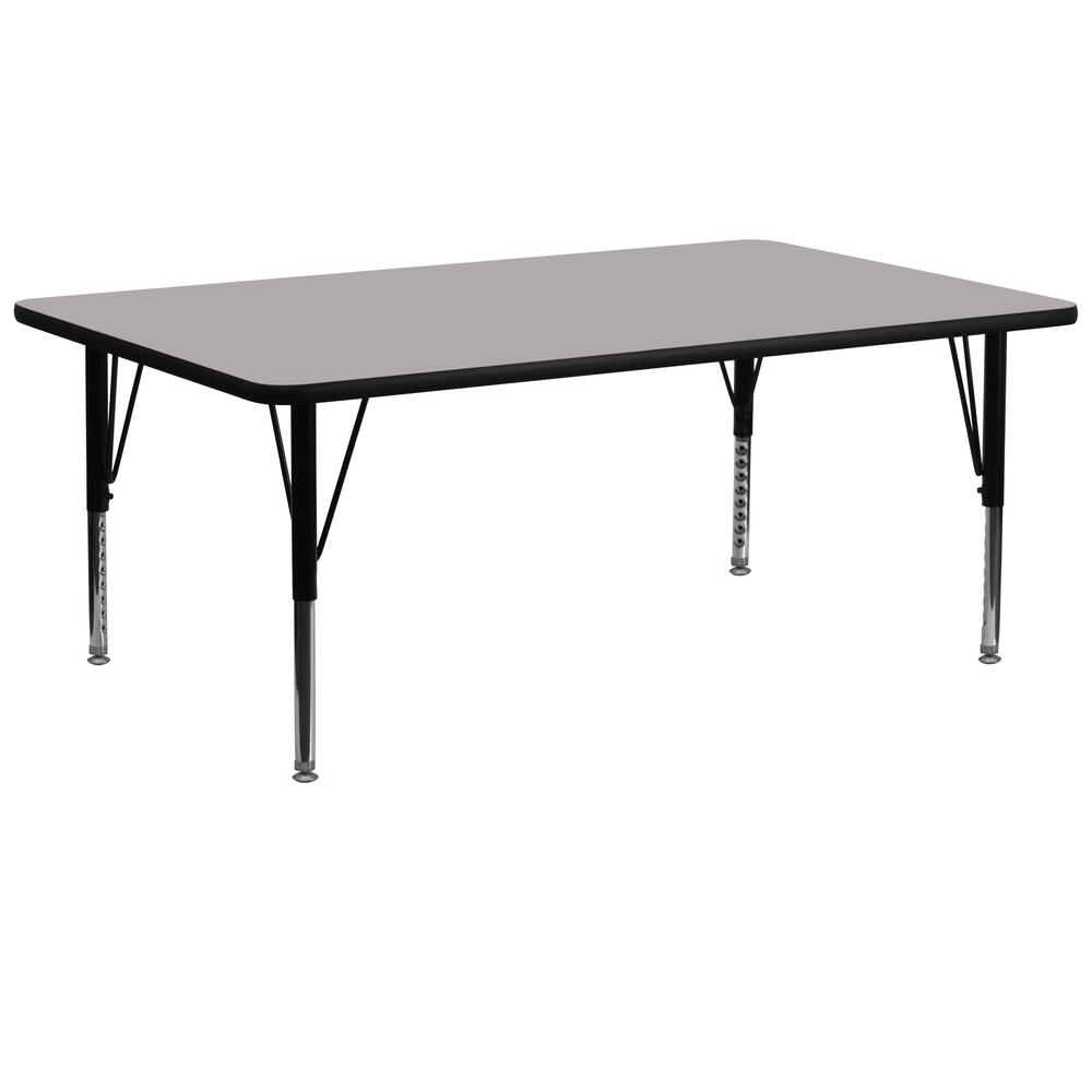 30''W x 72''L Rectangular Grey HP Laminate Activity Table