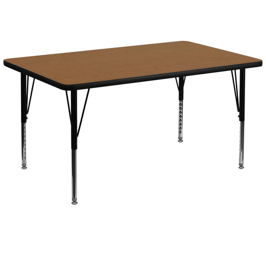 36''W x 72''L Rectangular Oak Thermal Laminate Activity Table