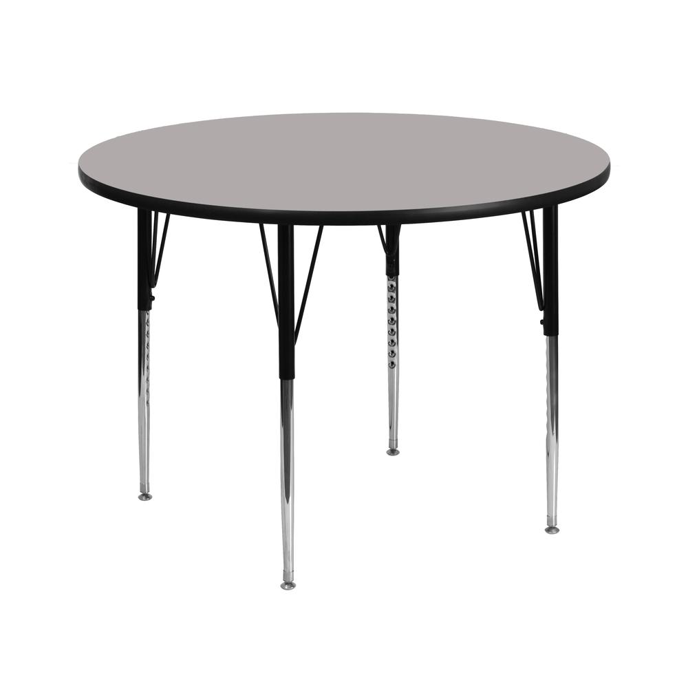 42'' Round Grey HP Laminate Activity Table - Standard Height Adjustable Legs