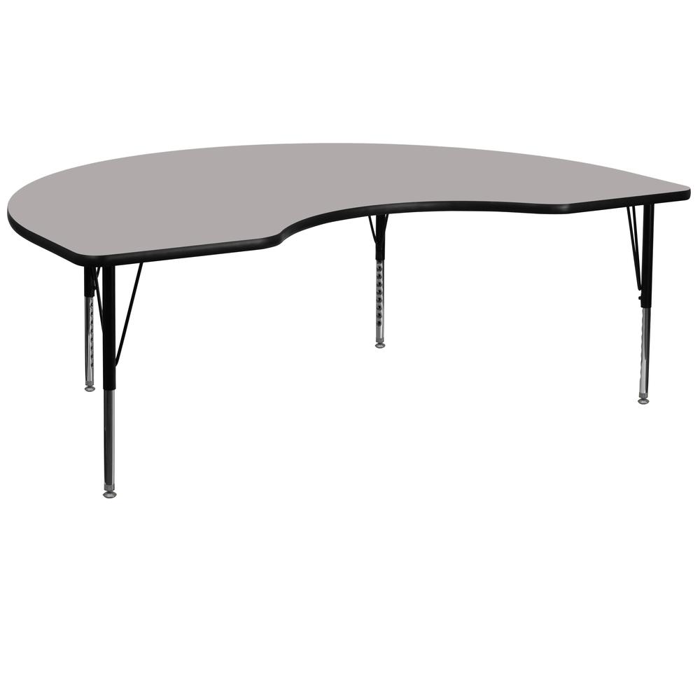 48''W x 72''L Kidney Grey HP Laminate Activity Table