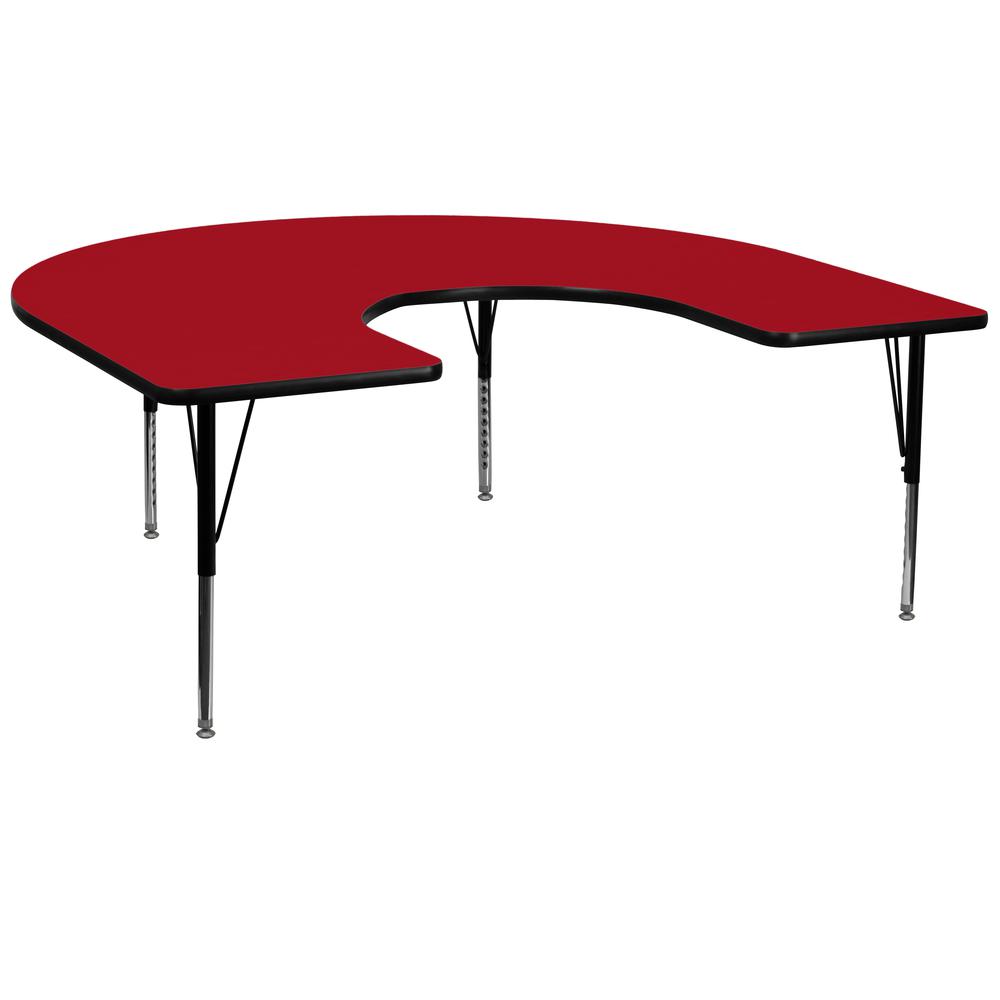 60''W x 66''L Horseshoe Red Thermal Laminate Activity Table