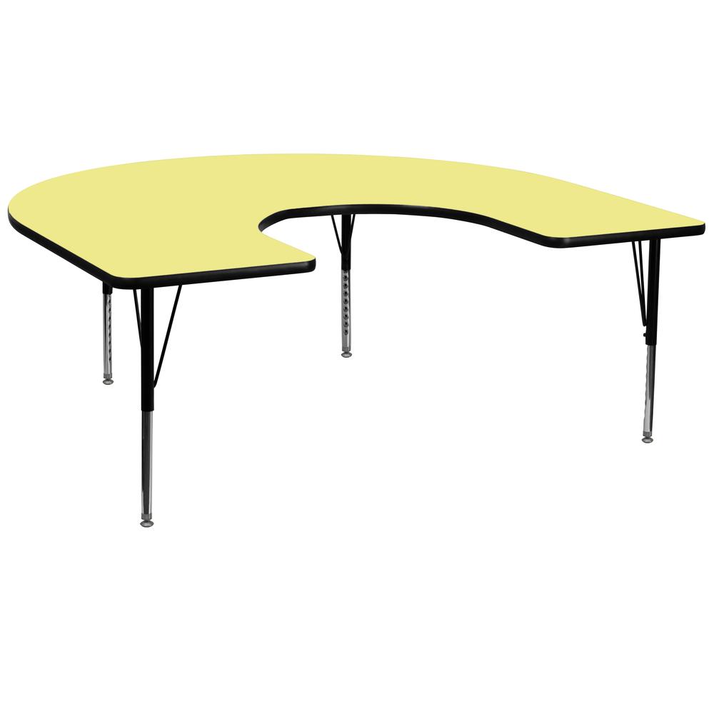 60''W x 66''L Horseshoe Yellow Thermal Laminate Activity Table