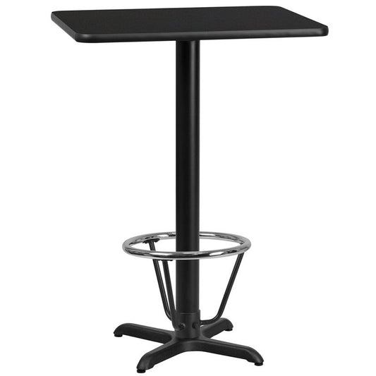 24"x30" Rectangular Black Table Top-22"x22" Bar Height Table Base and Foot Ring