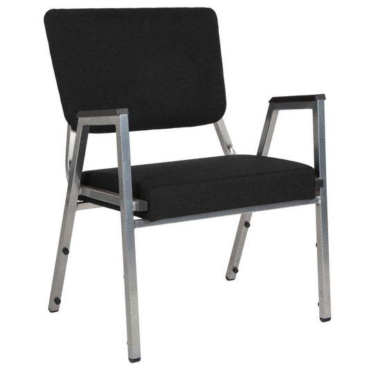 HERCULES Series 1500 lb. Rated Black Antimicrobial Fabric Bariatric Medical Reception Arm Chair with 3/4 Panel Back