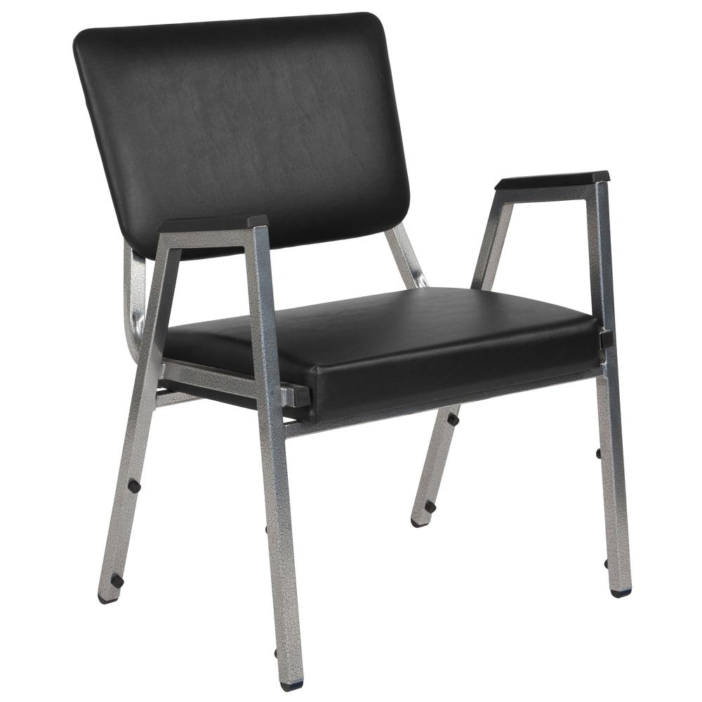 HERCULES Series 1500 lb. Rated Black Antimicrobial Vinyl Bariatric Medical Reception Arm Chair with 3/4 Panel Back