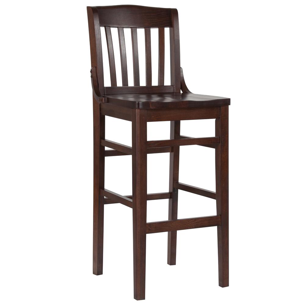 HERCULES Series School House Back Walnut Wood Restaurant Barstool