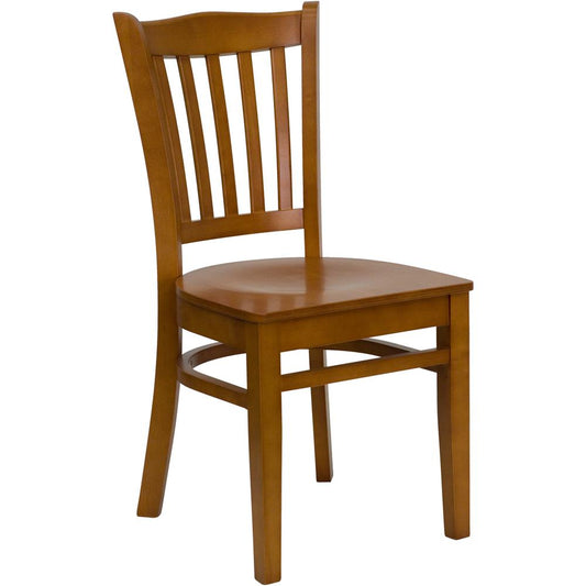 HERCULES Series Vertical Slat Back Cherry Wood Restaurant Chair