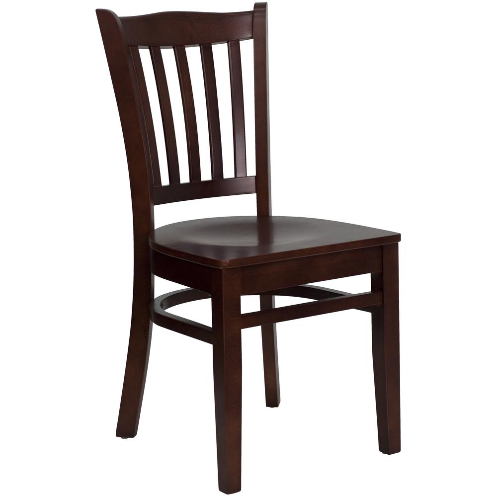 HERCULES Series Vertical Slat Back Mahogany Wood Restaurant Chair