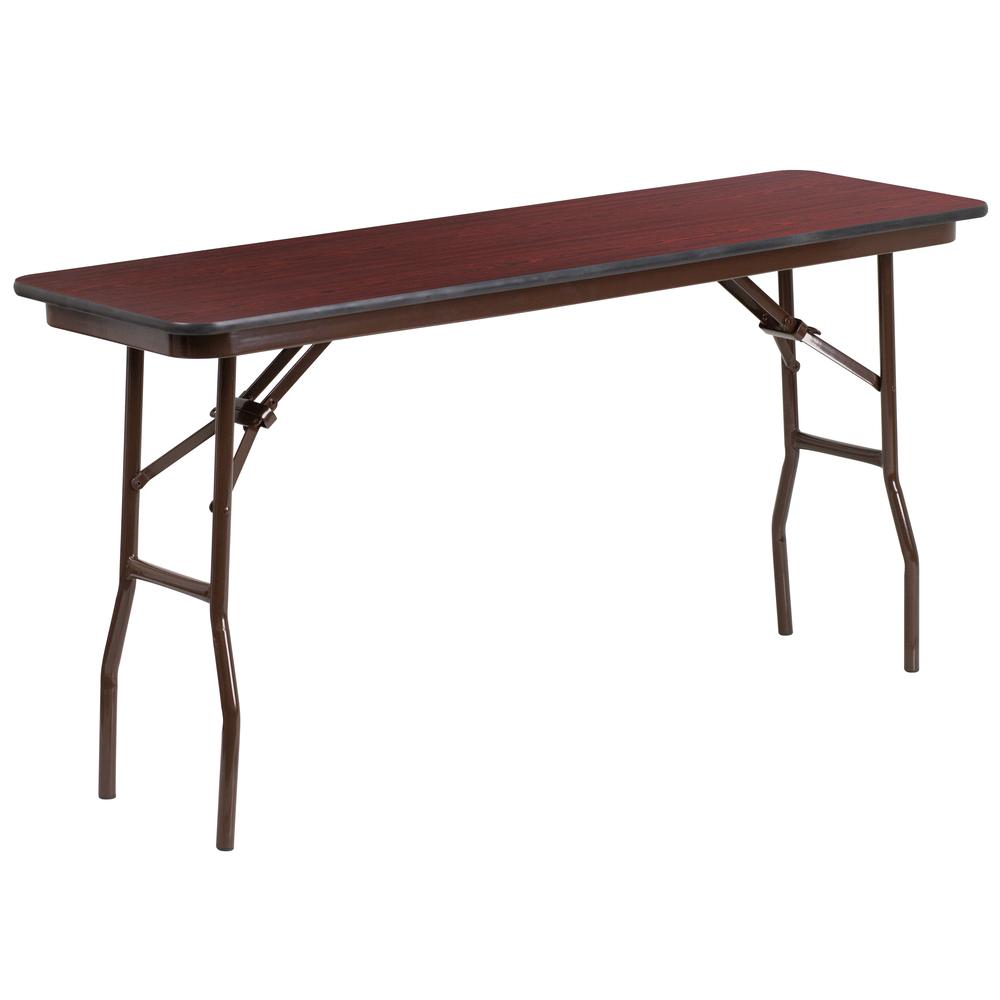 18'' x 60'' Rectangular High Pressure Mahogany Laminate Folding Training Table