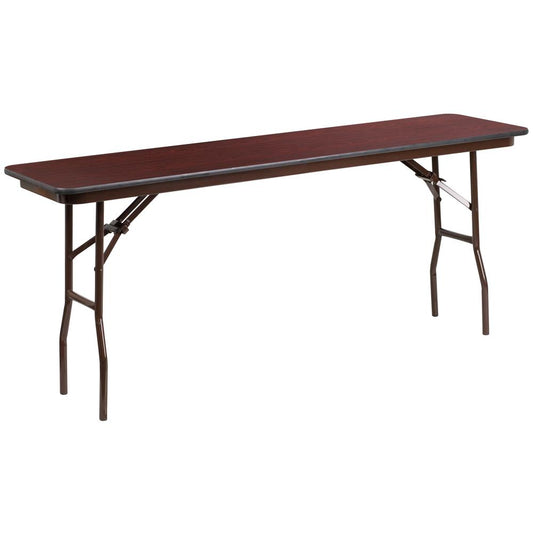 18'' x 72'' Rectangular High Pressure Mahogany Laminate Folding Training Table