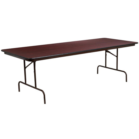 36'' x 96'' Rectangular Mahogany Melamine Laminate Folding Banquet Table