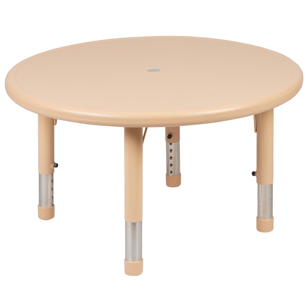 33" Round Natural Plastic Height Adjustable Activity Table