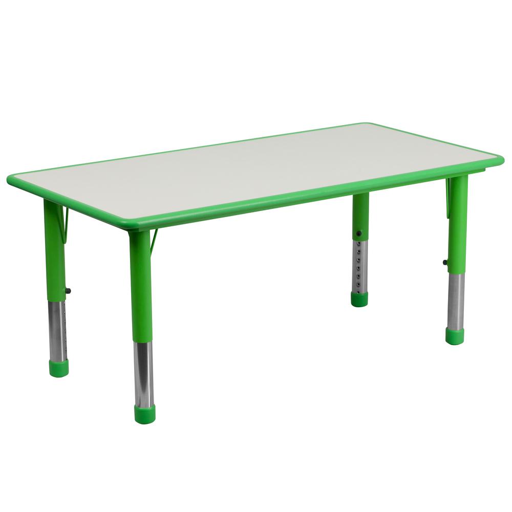 23.625''W x 47.25''L Rectangular Green Plastic Height Adjustable Activity Table with Grey Top