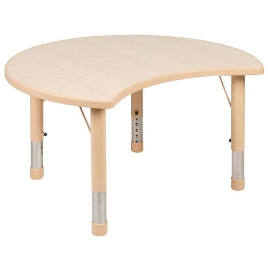 25.125"W x 35.5"L Crescent Natural Plastic Height Adjustable Activity Table