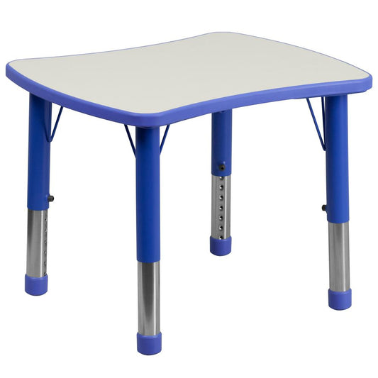 21.875''W x 26.625''L Rectangular Blue Plastic Height Adjustable Activity Table with Grey Top