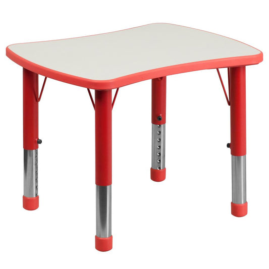 21.875''W x 26.625''L Rectangular Red Plastic Height Adjustable Activity Table with Grey Top