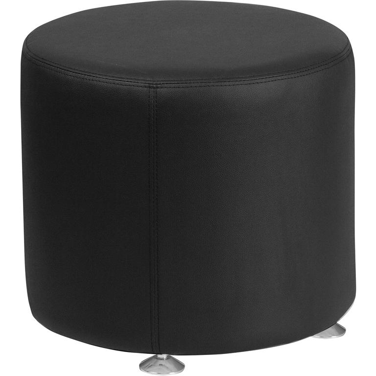 HERCULES Alon Series Black LeatherSoft 18'' Round Ottoman