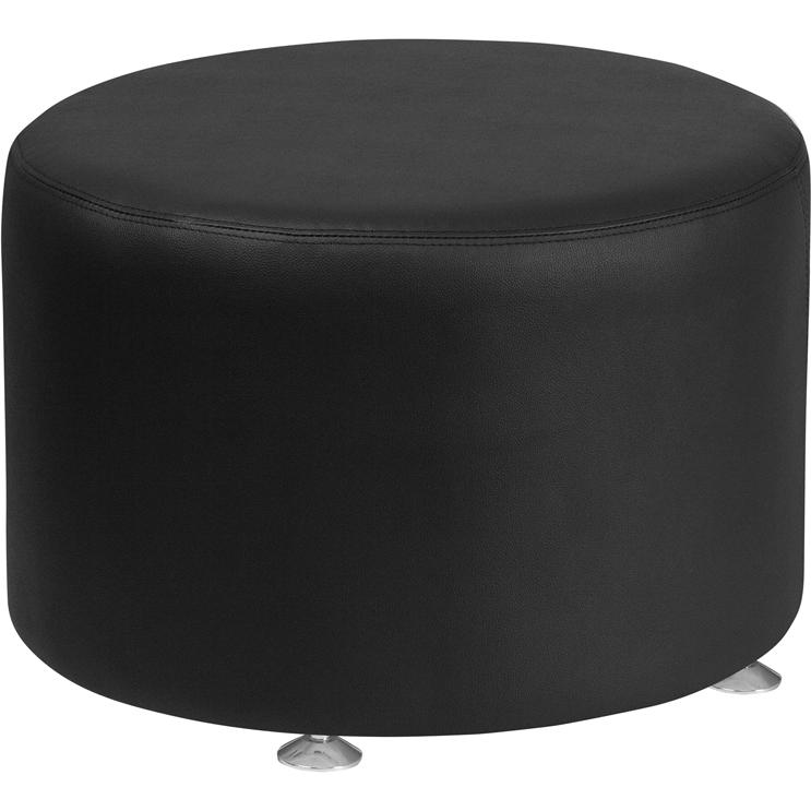 HERCULES Alon Series Black LeatherSoft 24'' Round Ottoman