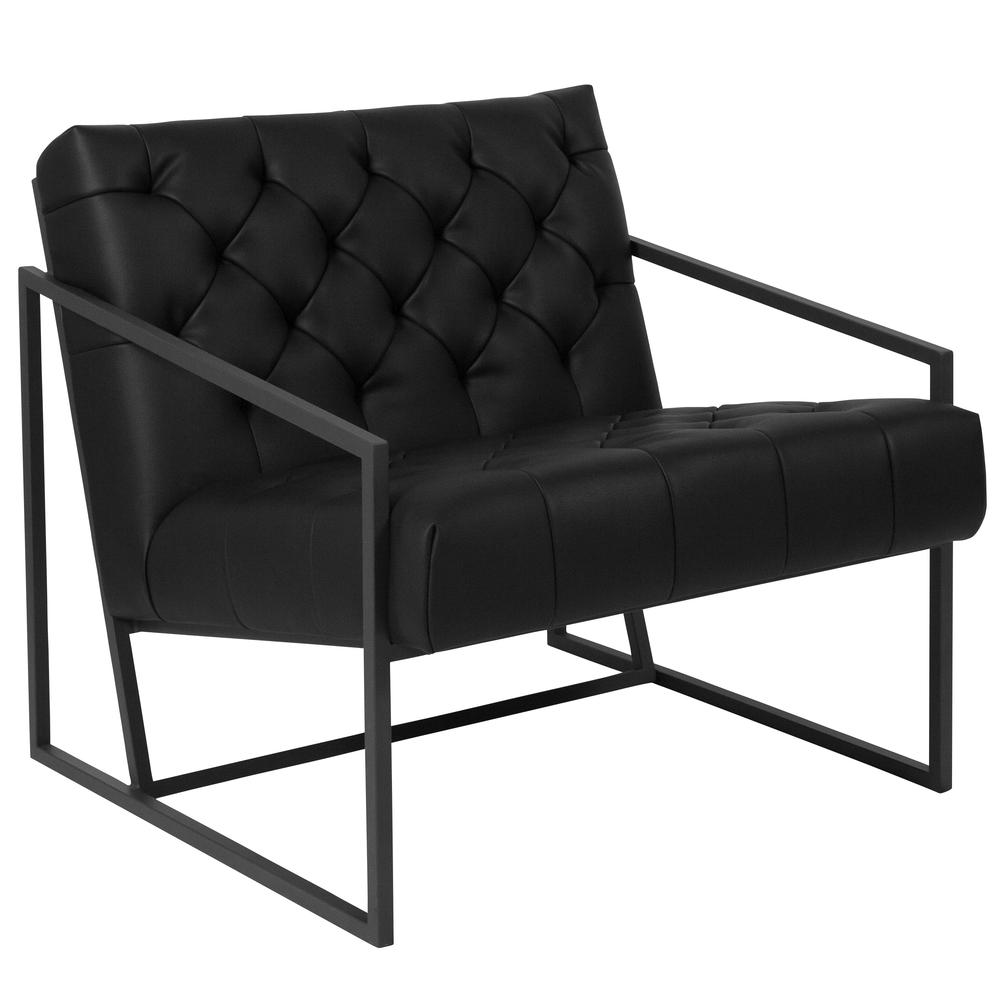 HERCULES Madison Series Black LeatherSoft Tufted Lounge Chair