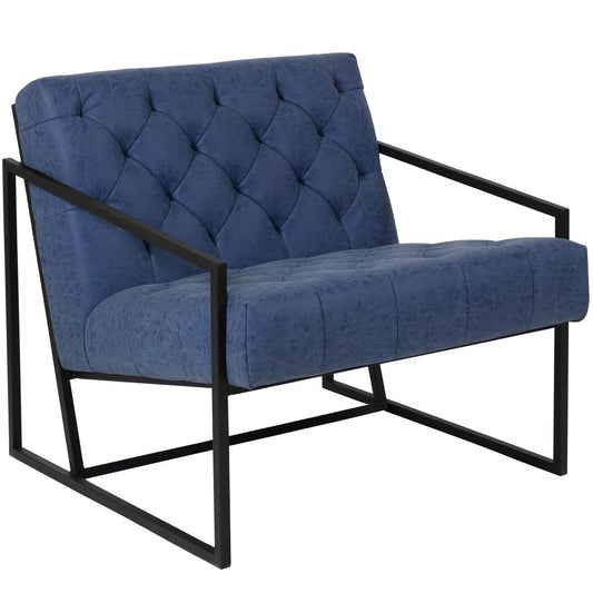 HERCULES Madison Series Retro Blue LeatherSoft Tufted Lounge Chair