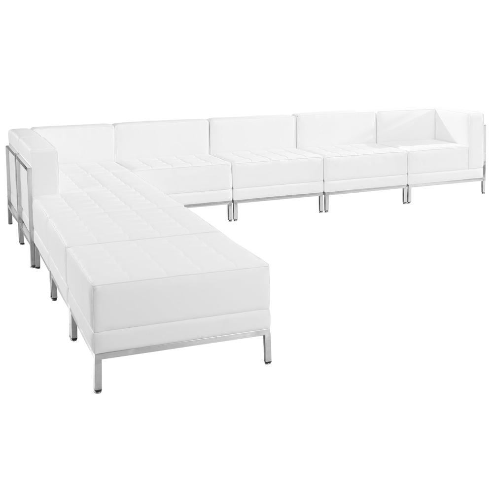 HERCULES Imagination Series Melrose White LeatherSoft Sectional Configuration, 9 Pieces