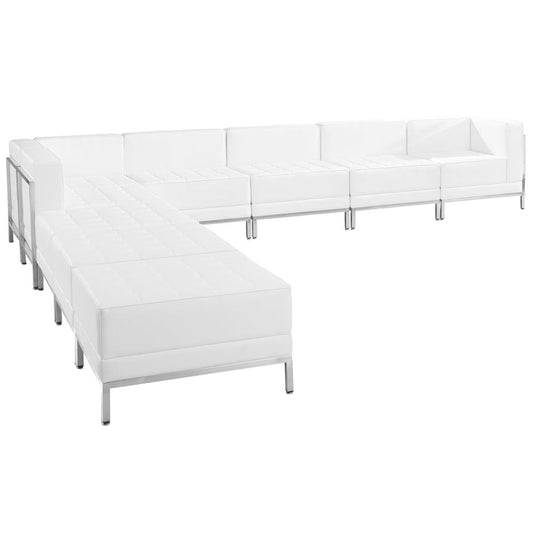 HERCULES Imagination Series Melrose White LeatherSoft Sectional Configuration, 9 Pieces