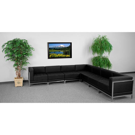 HERCULES Imagination Series Black LeatherSoft Sectional Configuration, 7 Pieces