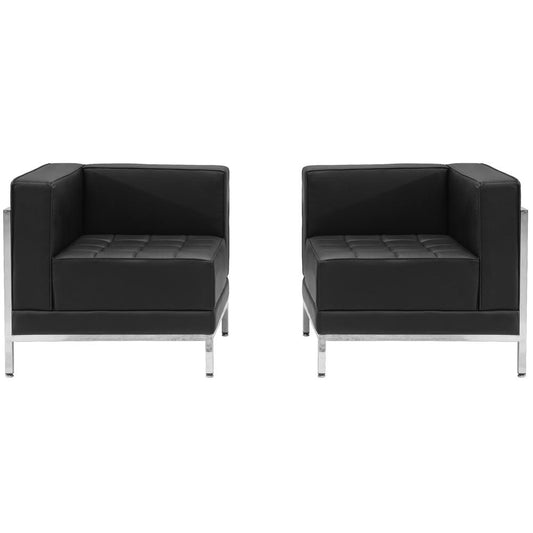 HERCULES Imagination Series Black LeatherSoft 2 Piece Corner Chair Set