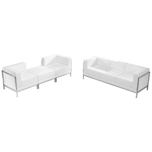 HERCULES Imagination Series Melrose White LeatherSoft Sofa & Lounge Chair Set, 4 Pieces