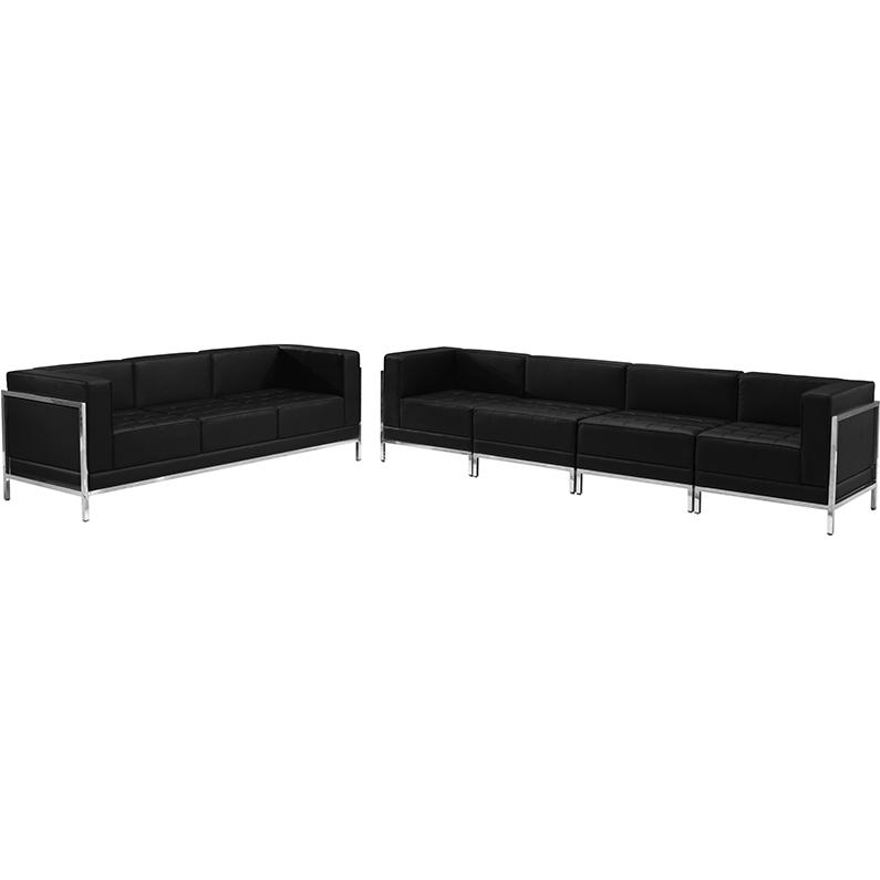 HERCULES Imagination Series Black LeatherSoft Sofa Set, 5 Pieces