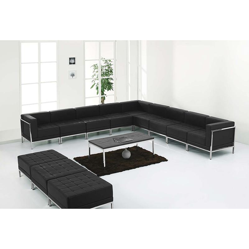 HERCULES Imagination Series Black LeatherSoft Sectional & Ottoman Set, 12 Pieces