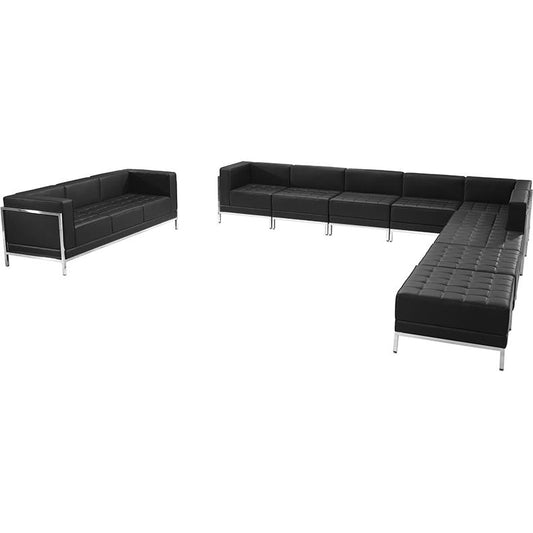 HERCULES Imagination Series Black LeatherSoft Sectional & Sofa Set, 10 Pieces