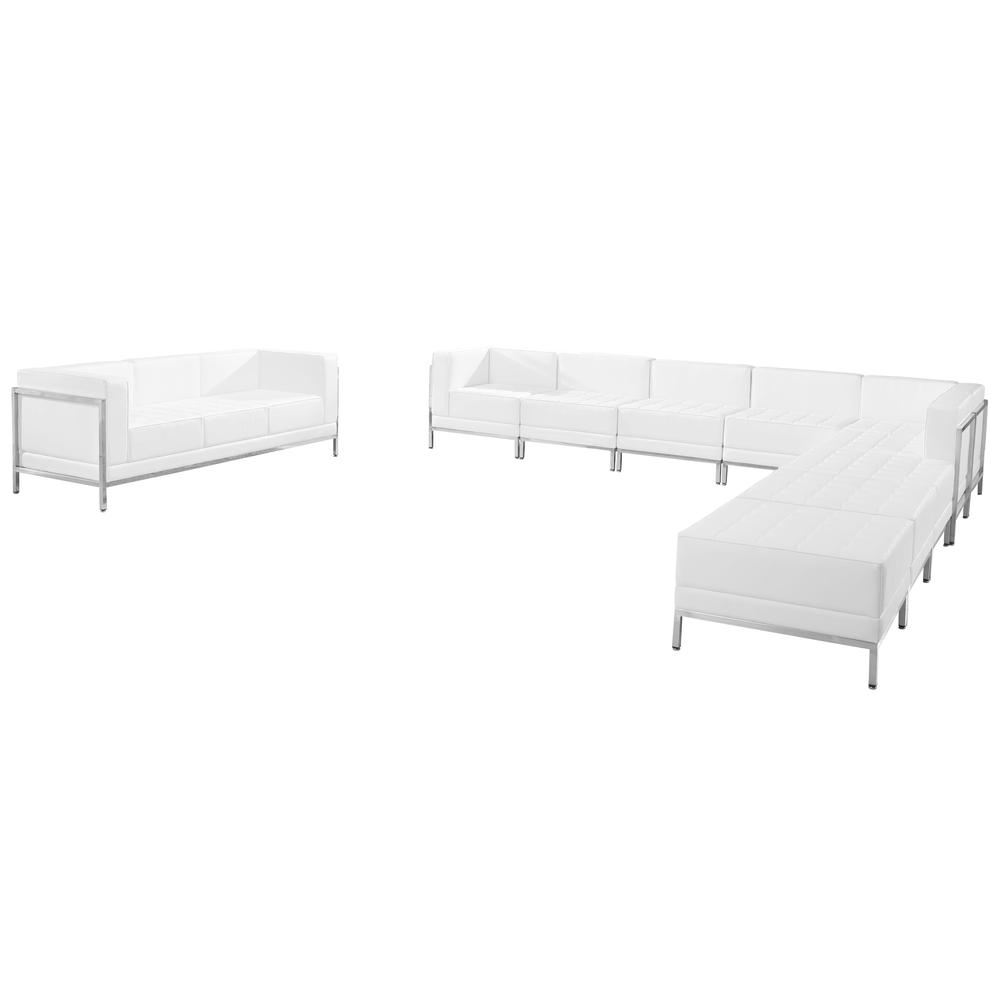 HERCULES Imagination Series Melrose White LeatherSoft Sectional & Sofa Set, 10 Pieces