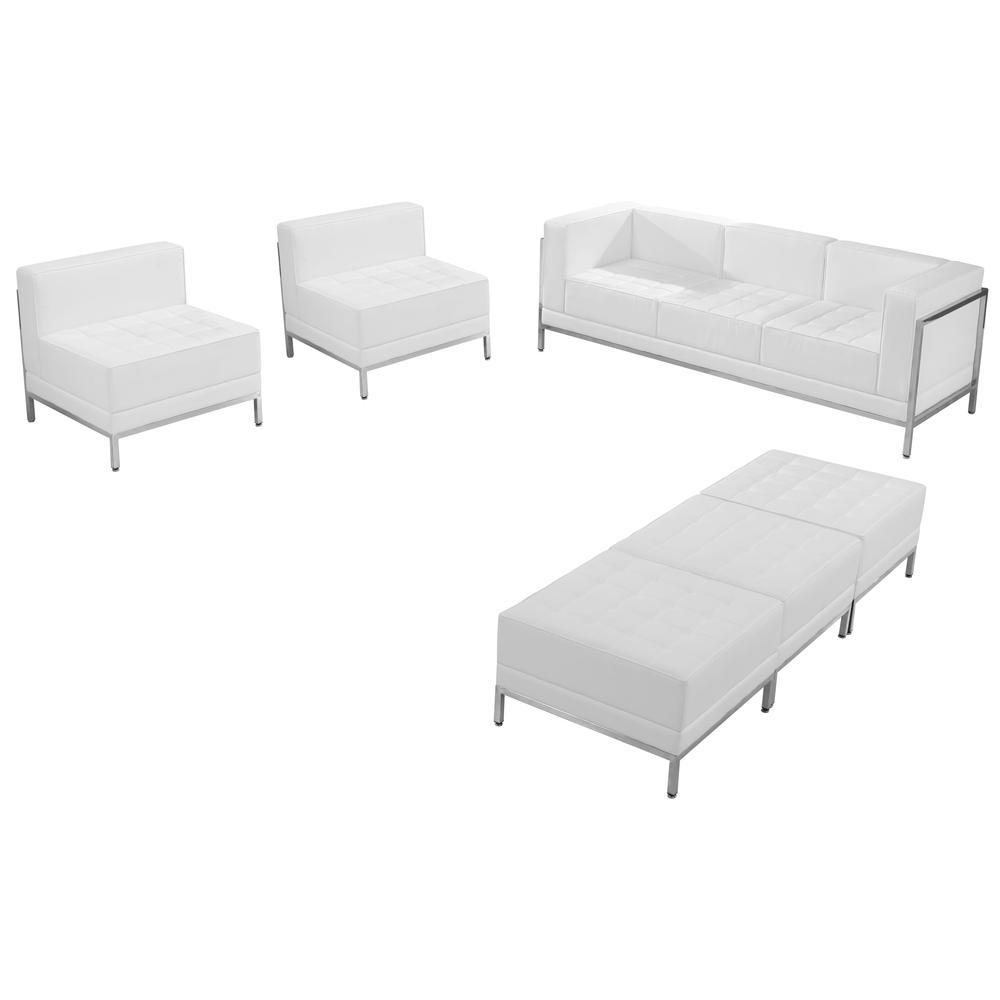 HERCULES Imagination Series Melrose White LeatherSoft Sofa, Chair & Ottoman Set