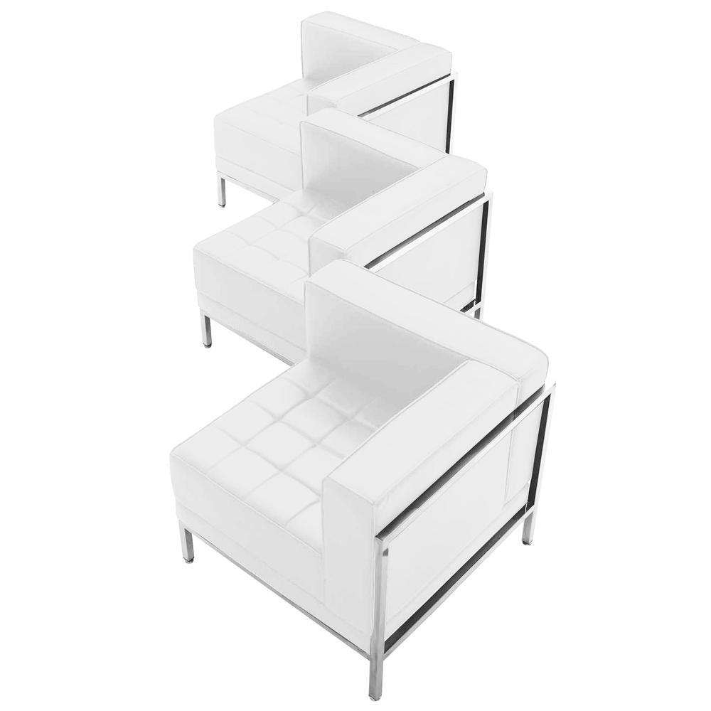 HERCULES Imagination Series Melrose White LeatherSoft 3 Piece Corner Chair Set