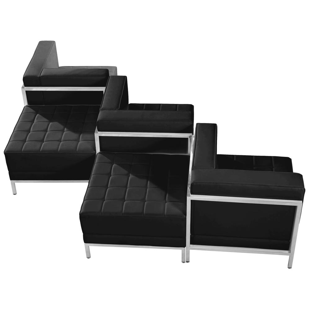 HERCULES Imagination Series Black LeatherSoft 5 Piece Chair & Ottoman Set