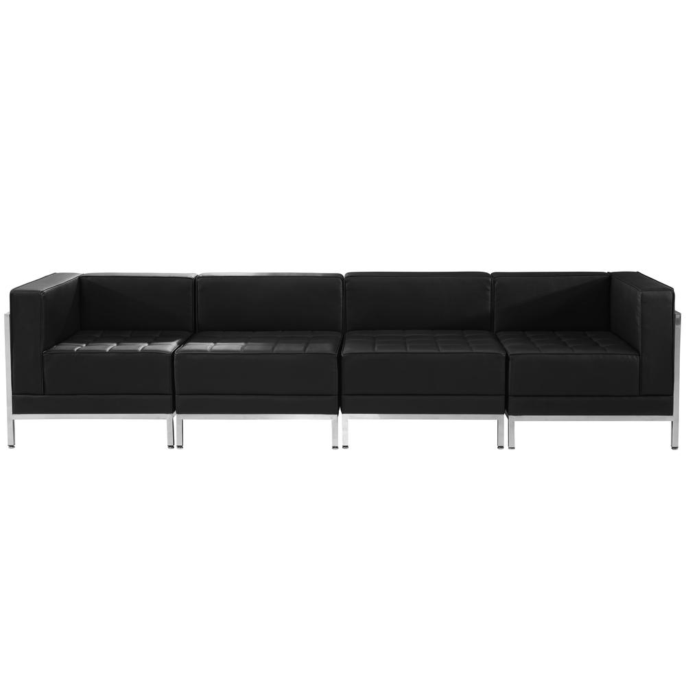 HERCULES Imagination Series Black LeatherSoft 4 Piece Lounge Set