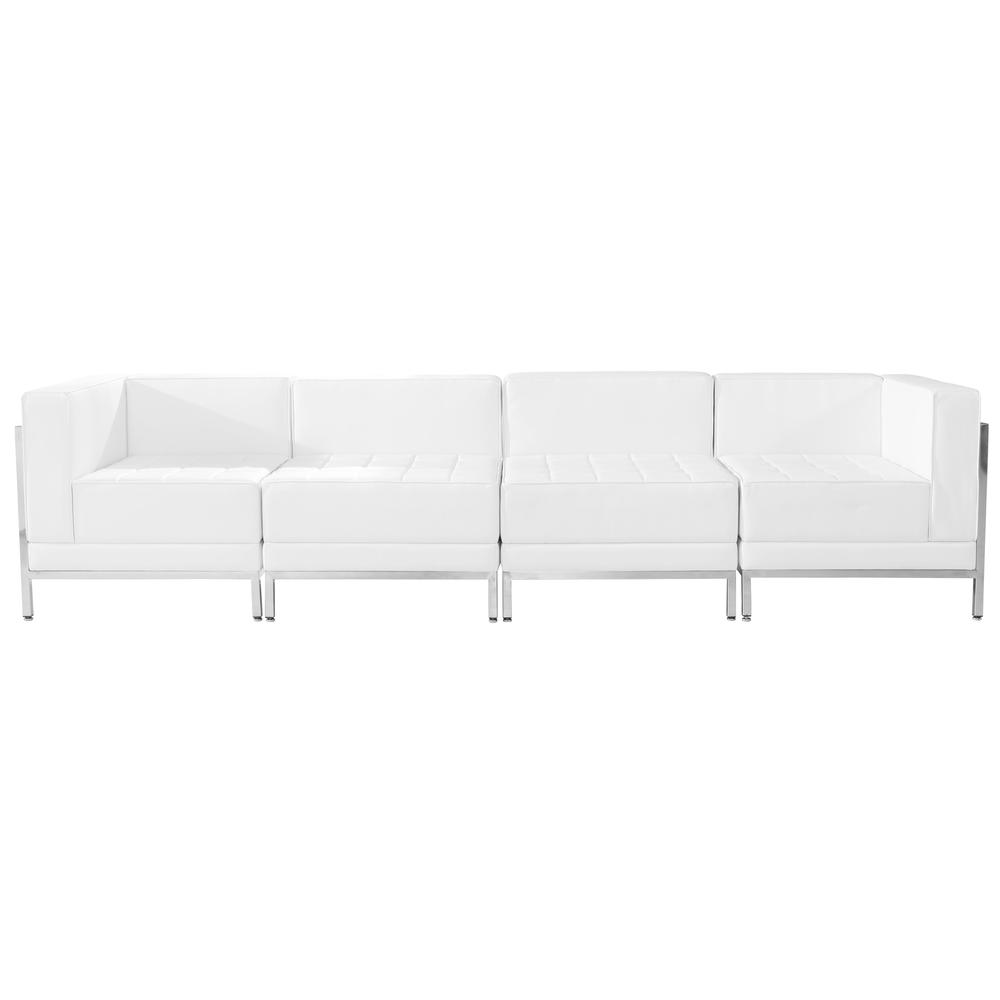 HERCULES Imagination Series Melrose White LeatherSoft 4 Piece Lounge Set