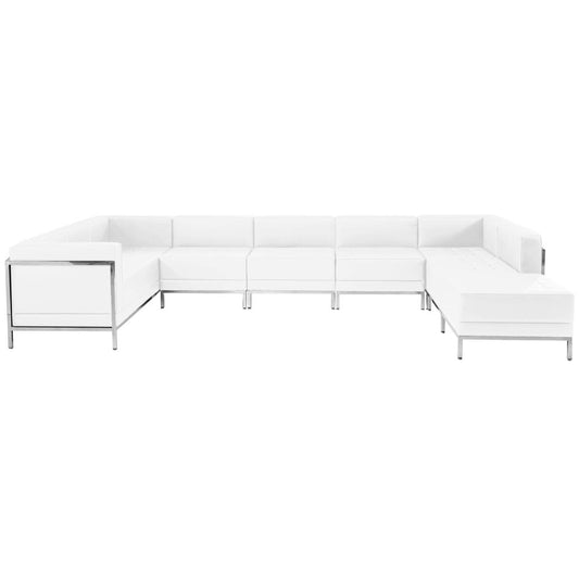 HERCULES Imagination Series Melrose White LeatherSoft U-Shape Sectional Configuration, 7 Pieces