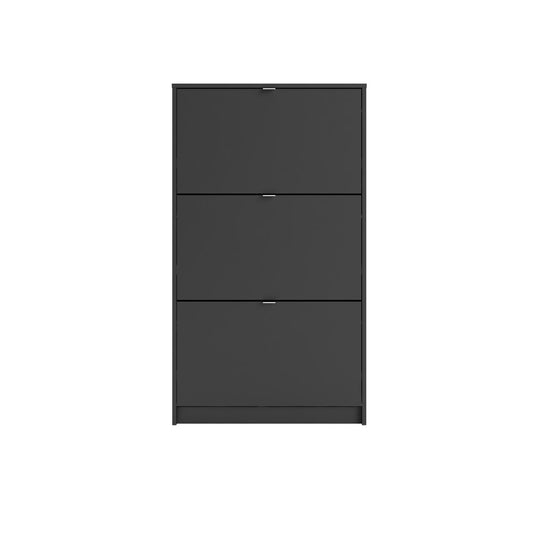 Bright 3 Drawer Shoe Cabinet, Black Matte