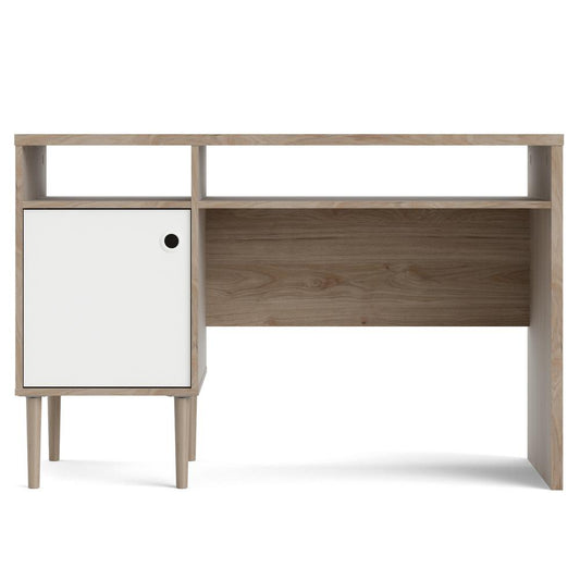 Rome 1 Door, 2 Shelf Desk, Jackson Hickory/White Matte