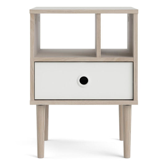 Rome 1 Drawer Nightstand with 2 Shelves, Jackson Hickory/White Matte