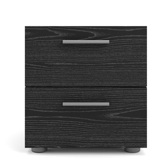 Austin 2 Drawer Nightstand, Black Woodgrain